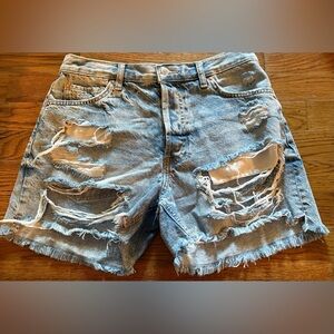 Free People We The Free Button Fly Mid-Rise Shorts Light Stone Size 27